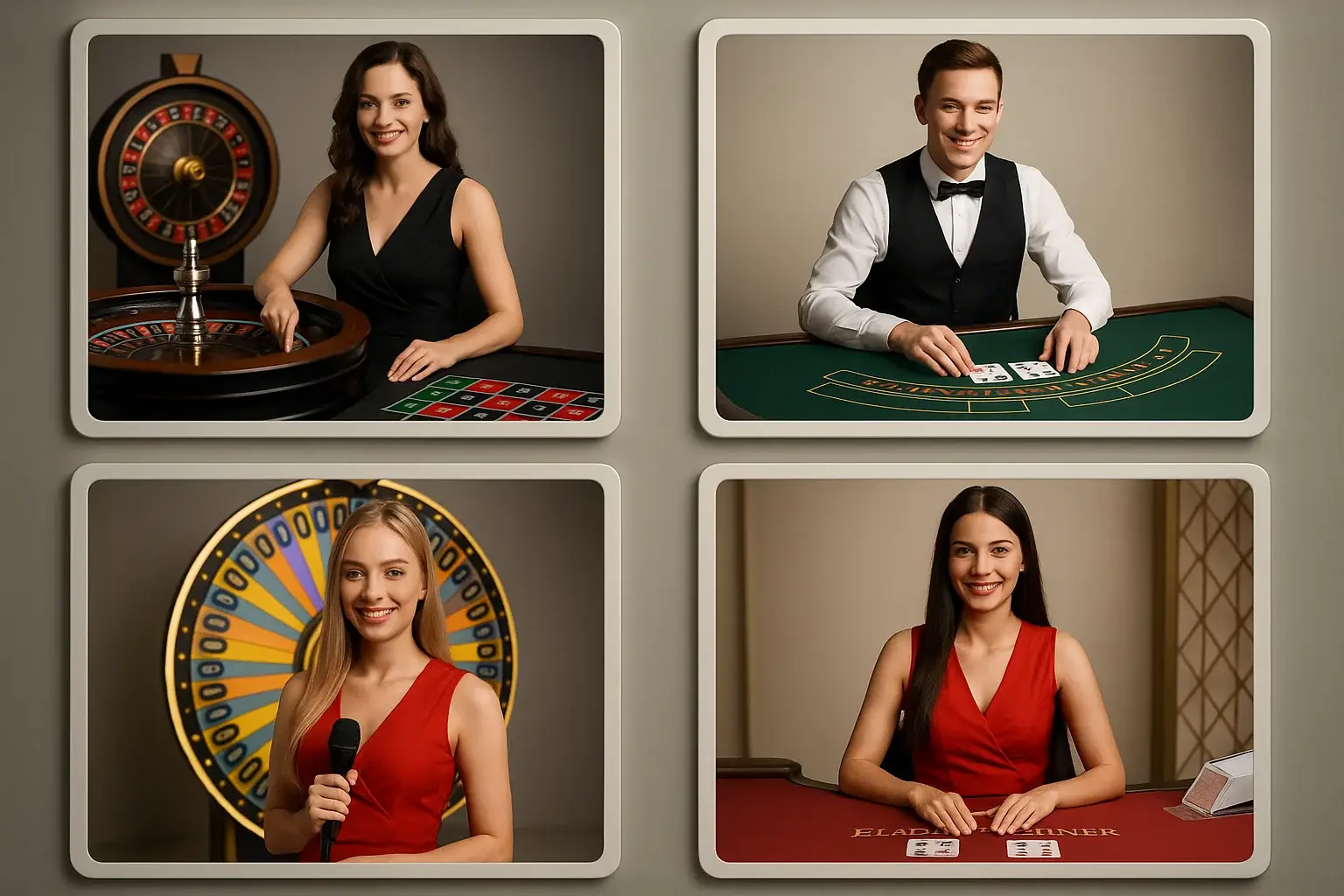 Live kasinon pelikortit, ruletti, blackjack, Crazy Time, baccarat ja jakajat